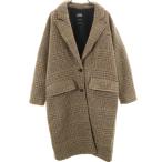 ショッピングzara ZARA ザラ グレンチェック ロングコート M ベージュ レディース 古着 中古