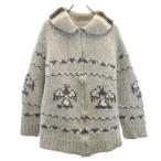 オールド 90s 総柄 カウチンジャケット グレー系 OLD メンズ 古着 中古