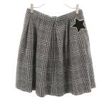 ショッピングハイドロゲン HYDROGEN ハイドロゲン イタリア製 ウールブレンド グレンチェック柄 ミディ丈 プリーツスカート S ブラック レディース 古着 中古