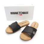 ショッピングミネトンカ Minnetonka ミネトンカ コンチョレザー サンダル 7M ブラック 箱付き レディース 古着 中古