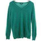 ユニクロ カシミヤ100% 長袖 Vネック セーター XL グリーン UNIQLO +J ニット レディース 古着 中古