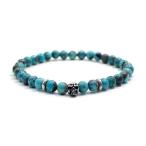 スカル メキシカンスカル ブレスレット ドクロ ガイコツ ターコイズ 天然石 パワーストーン ６ｍｍ シルバー９２５ アクセサリー メンズ レディース