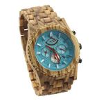 ショッピングfk07 Angie Wood Creations自動メンズ腕時計with複数sub-dials Zebrawood w. Blue Dial 並行輸入品