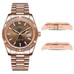 ショッピングLuxury BUREI Mens Custom Personalized Watches Gifts Luxury Analog Quartz Wristwatch Analog Date with Stainless Steel Band 並行輸入品