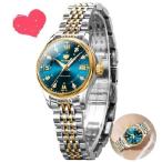 ショッピングLuxury OLEVS Automatic Watches for Women Mechanical Self Winding Luxury Dress Diamond Blue Dial White Stainless Steel Strap Waterproof Luminous Da 並行輸入品
