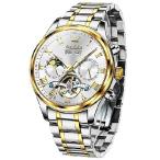 ショッピングLuxury OLEVS Automatic Mens Watches Tourbillon Self Winding Luxury Dress White Wrist Watch Stainless Steel Waterproof Luminous Moon Phase Day Date 並行輸入品