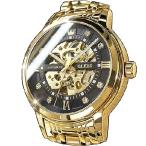 ショッピングLuxury OLEVS Men’s Gold Skeleton Watch Automatic Mechanical self Winding Luxury Dress Stainless Steel Waterproof Luminous Wrist Watches 並行輸入品