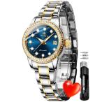 ショッピングLuxury OLEVS Womens Diamond Watches Automatic Mechanical Gold Luxury Dress Classic Ladies Self Winding Two Tone Stainless Steel Wrist Watch 並行輸入品