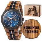 ショッピングLuxury 2win Engraved Wooden Watches for Men Chronograph Military Luxury Personalized Customized Wrist Watches Anniversary Watch Gift for Husband M 並行輸入品