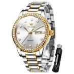 OLEVS Mens Automatic Watch Diamond Luxury Mechanical Self Winding Business Dress Wrist Watch Waterproof Luminous 並行輸入品