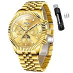 ショッピングLuxury OLEVS Watches for Men Luxury Gold Men's Wrist Watches Large Dial Waterproof Stainless Steel Analog Quartza Watch Man 並行輸入品