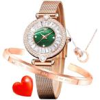ショッピングLuxury OLEVS Women Diamond Watch Rose Gold Ladies Elegant Luxury Dress Mesh Steel Strap Waterproof Wrist Watches Set 並行輸入品