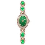 Watches for Women Green Bracelet Crystal Diamond Bangle Ladies Female Small Fashion Luxury Thin Waterproof Quartz Girls Wife Gifts Oval Ros 並行輸入品