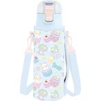 [12月] すみっコぐらし カバー付ステンレスボトル470ml ランチマーケット カラフルケーキ柄 保冷 水筒 直飲み ワンプッシュ ブルー ボトルカバー