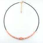珊瑚ネックレスピンク珊瑚深海珊瑚オニキスカット玉ネックレス天然