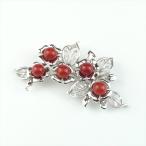 珊瑚ブローチ地中海紅珊瑚サルジ6mm玉ｘ5pcシルバー天然