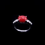 珊瑚指輪血赤珊瑚カボション高知県産天然プラチナリング