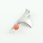 珊瑚ブローチ赤天然国産7mm玉いちょう