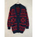 ショッピングカウチン AKM カウチンニット　雪形 未使用 L レッド×ネイビー