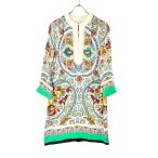 ショッピングシルク ETRO エトロ シルクペイズリーワンピース 美品 38 ホワイト×マルチカラー