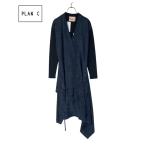 PLAN C план si- атлас Jaguar do общий рисунок asimeto Lee One-piece платье новый товар 42 черный × темный темно-синий 