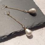 コットンパールイヤリング一粒チェー...