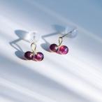 ピアス K10YG 10K 10金 ガーネット イエローゴールド 1月 誕生石 チェリー さくらんぼ