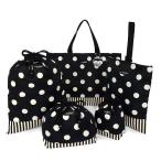 decor PolkaDot レッスンバッグ シューズケース 巾着 入学入園5点セット リバーシブル polka dot large twill・black xnarrow stripe twill・black