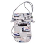 スマホショルダー 撥水・軽量タイプ 新幹線と鉄道ワールド・グレー サコッシュ スマホ ケース ストラップ 首掛け  子供用 水筒カバーセット ショルダー