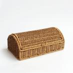 ショッピングラタン バスケット 蓋付き かご 浅型 樹脂製 ラタン 水に強い ハンドメイド ユティル ナイール ふた付ローバスケット