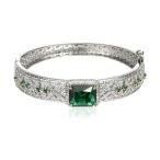 エメラルド グリーン CZ クラシック ブレスレット レディース ハリウッド セレブ ジュエリー《ギフトラップ・ギフトバック 付》 30代 40代 50代 60代