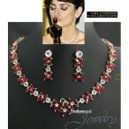 10%OFFクーポン ネックレス セット レディース ルビー レッド フラワー 花 結婚式 ウエディング ネックレス ピアス ペネロペ クルス 30代 40代 50代 60代