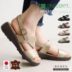 ショッピングサンダル レディース 歩きやすい サンダル レディース ウェッジソール 歩きやすい コンフォート オフィス 黒 幅広 甲高 ゴムストラップ 日本製 クロワッサン ブラック  4592