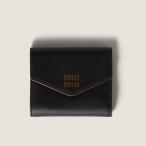 ミュウミュウ MIU MIU レザー 財布5MH040_2CV6_F0B7K【ブラック/コニャック 】【送料無料】【正規品】