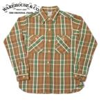 ショッピングSHIRTS ウエアハウス 3104 F柄 FLANNEL SHIRTS ONE WASH フランネルシャツ 長袖 ブラウン WAREHOUSE 2025年新作
