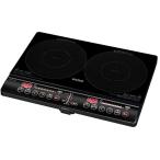 山善 2口 IHコンロ IHクッキングヒーター 1400W IH調理器 工事不要 幅56cmタイプ 煮込みモード搭載 静音設計 ブラック YEM-W1456B