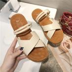 サンダル レディース 夏サンダル ペッタンコ  ビーチサンダル 美脚 ベルトデザイン 可愛い 歩きやすい グラディエーター さわやか 夏 3色