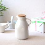 コルクのミルクピッチャー 国産 瀬戸焼 朝のオシャレアイテム ポット デカンタ 牛乳 ミルク入れ 白い食器