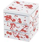 正和 重箱 大和三段重 5.0 シール付 古木梅 白