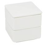 初山窯 重箱 白 7×7×7Hcm (強)ニューボン乳白 角形二段重(小) YH-279-01