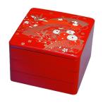 J-kitchens 重箱 日本製 3段 8寸 朱扇面 24.1cm x 24.1cm x 17.4cm