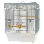 鳥かご HOEI 101角手のりG ホワイト (32×26×38.5cm) 文鳥 小型インコ フィンチ 銀メッキ
