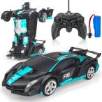 Tcvents ラジコンカー 変形 ロボット 車おもちゃ スタントカー 電動RCカー LED搭載 360度回転