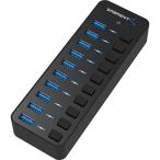 SABRENT usbハブ電源付き 12V/5A電源アダプタ 3.2 Gen 1、10ポート60W(LED電源スイッチ搭載)SuperSpeed 5Gbps