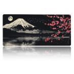 マウスパッド 大型 ゲーミング 和風 富士山 桜 ブラック マウスマット デスクマット 特大 おおき