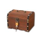 ENN LLC 宝箱 貯金箱 鍵付き アンティーク (ブラウン, 中型)