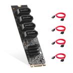 M.2からSATAカード4ポート、6Gbps SATA 3.