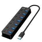 USB ハブ 7ポート USB3.0 ハブ ケーブル USB Hub 独立スイッチ付き USB拡張 バスパワー USB3.1 Gen1