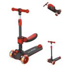 ショッピング三輪車 キックスクーター 子供用 RideVOLO キックボード 2way三輪車 三段階高さ調整 62/74/81cm 光るLEDタイヤ