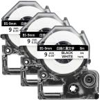 テプラ テープ 9mm 白 互換品 キングジム テプラPRO SS9K テープカートリッジ 白ラベル 黒文